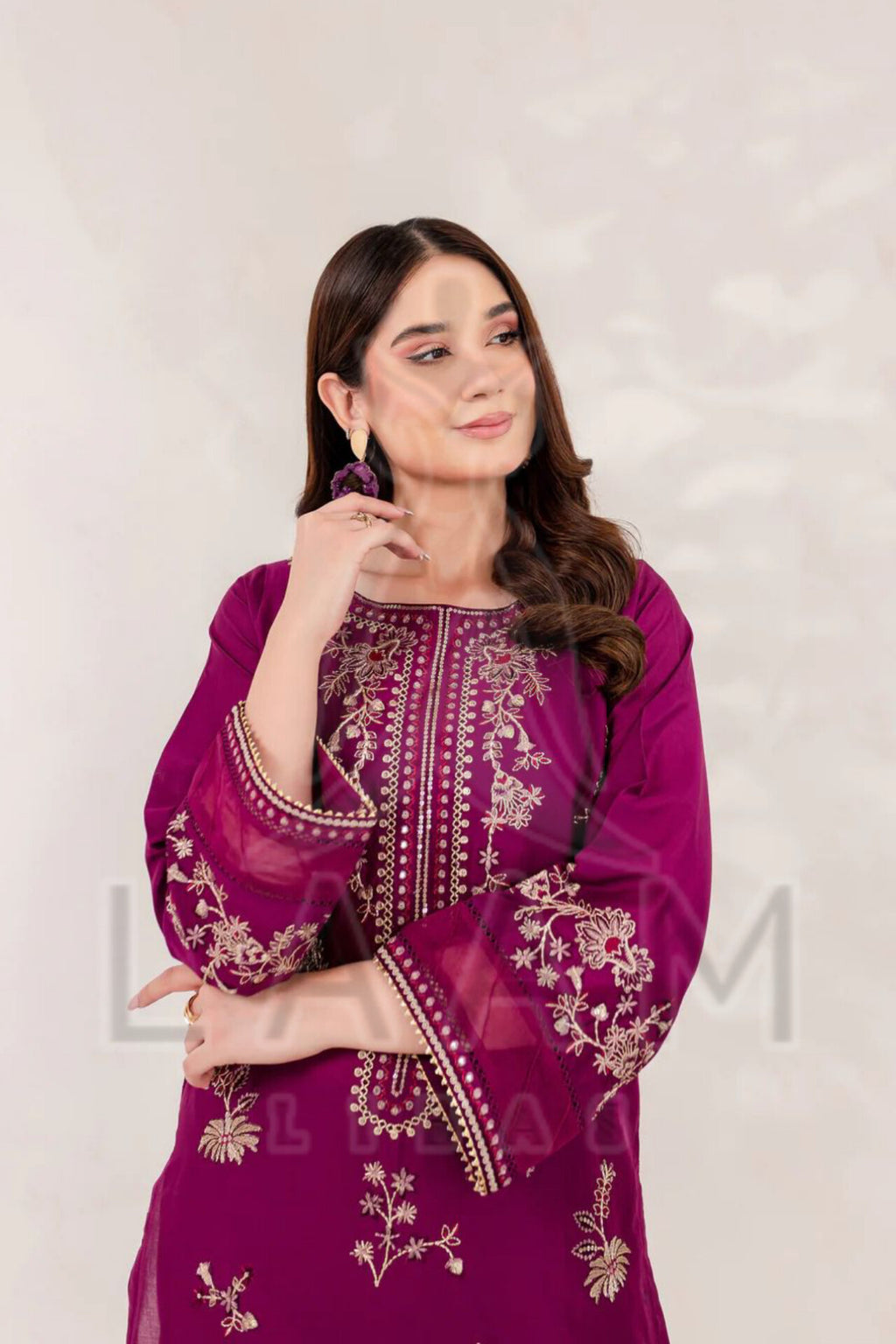 "Elegant Plain Cotton Embroidered 3-Piece Summer Suit – All Sizes Available